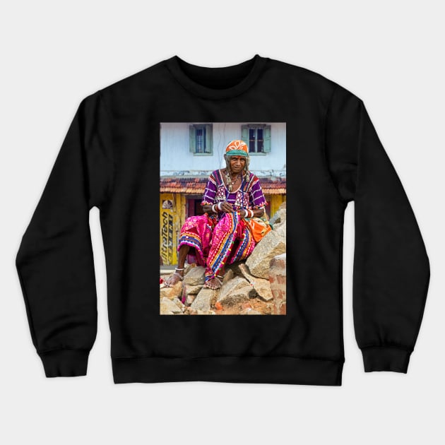 Hampi Villager. Crewneck Sweatshirt by bulljup